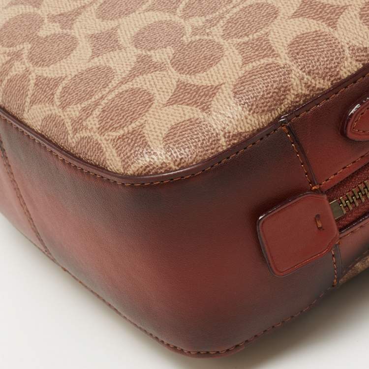 Pre Owned Coach Brown Signature Coated Canvas Camera Bag