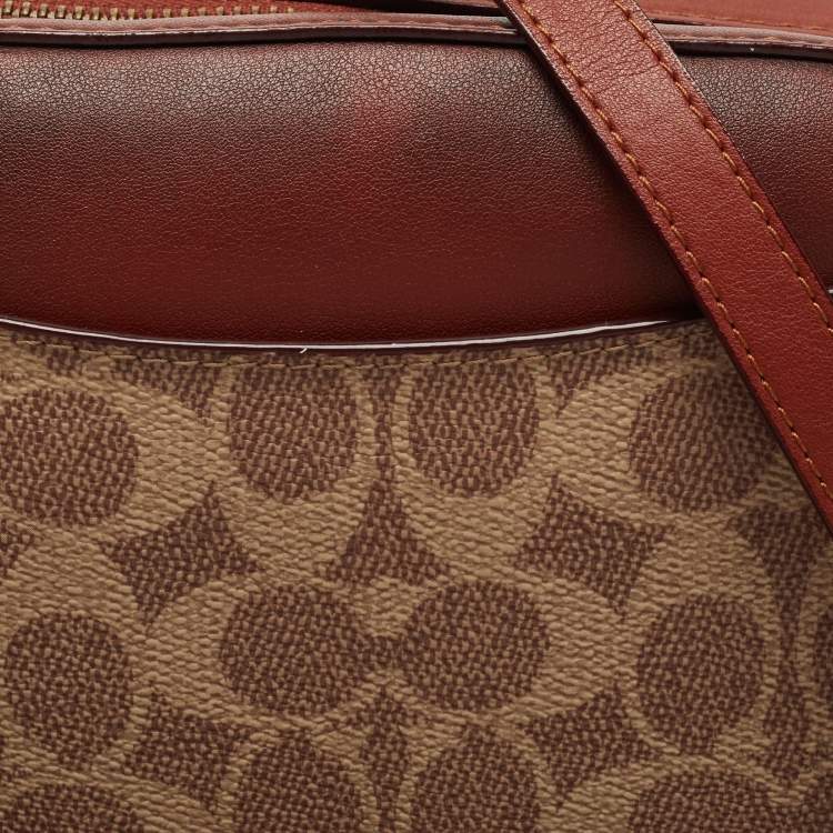 Pre Owned Coach Brown Signature Coated Canvas Camera Bag