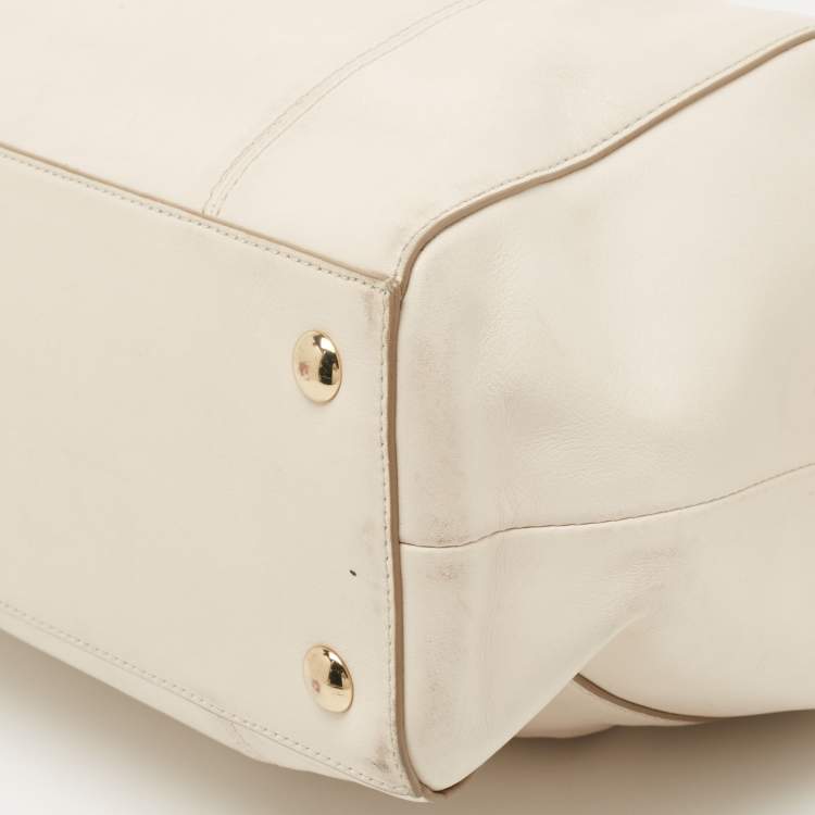 Pre Owned Coach Off White Leather Colette Satchel