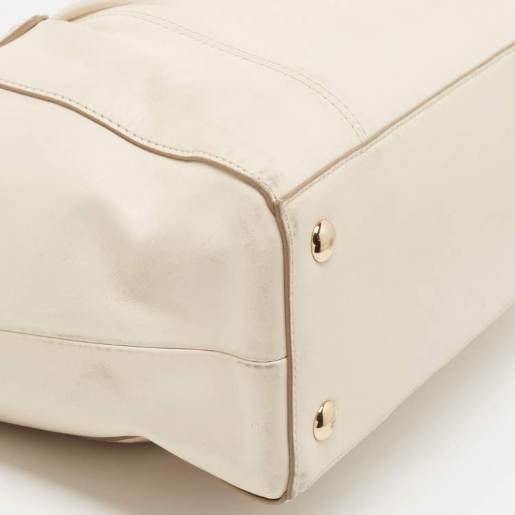Pre Owned Coach Off White Leather Colette Satchel