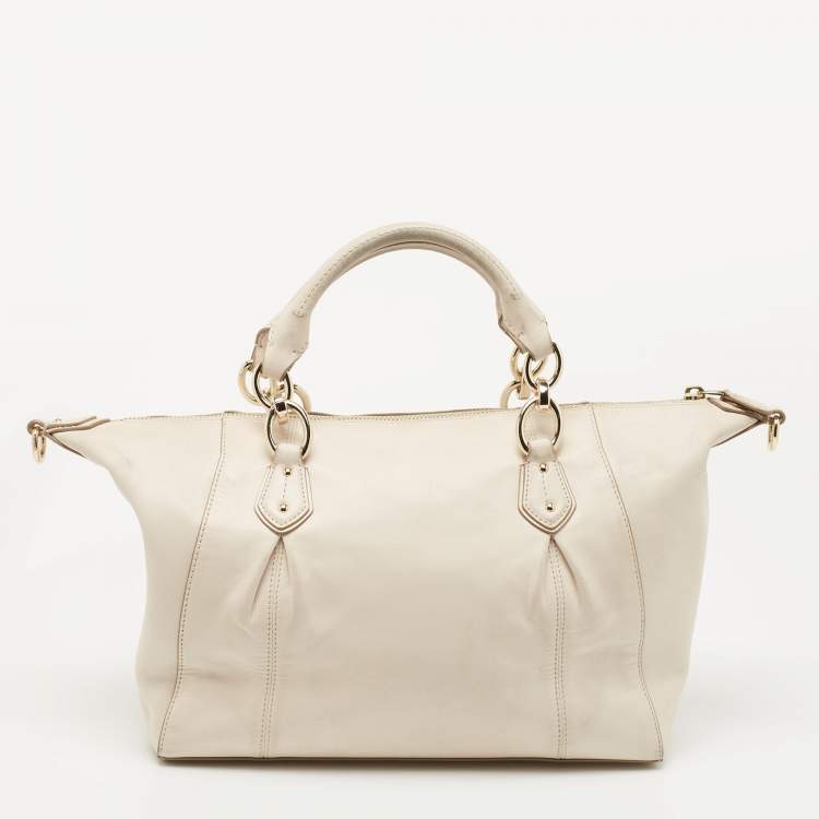 Pre Owned Coach Off White Leather Colette Satchel