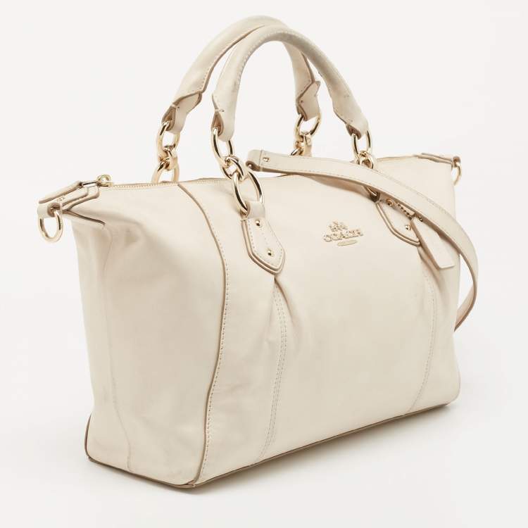 Pre Owned Coach Off White Leather Colette Satchel