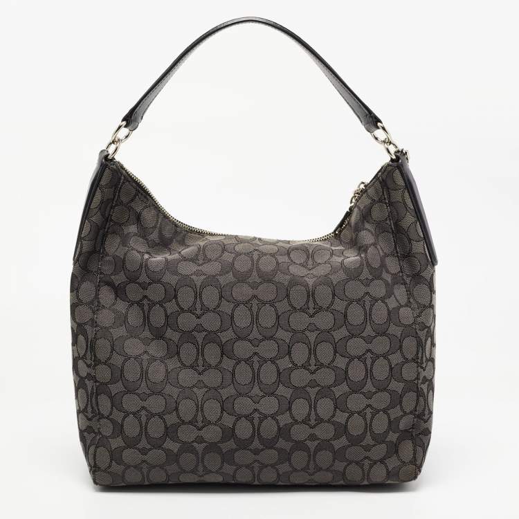Pre Owned Coach Black Signature Canvas and Leather Celeste Hobo