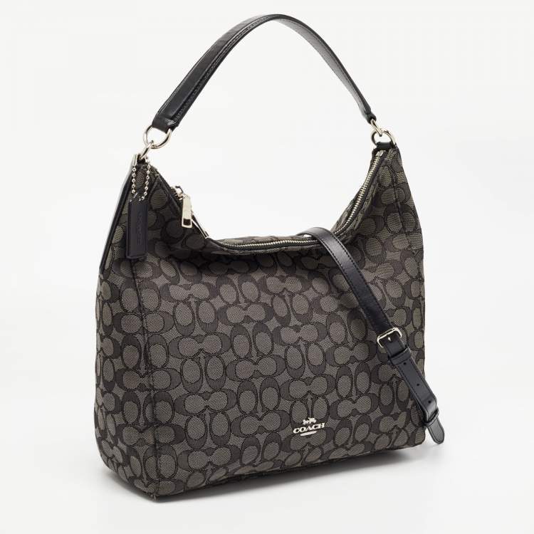 Pre Owned Coach Black Signature Canvas and Leather Celeste Hobo
