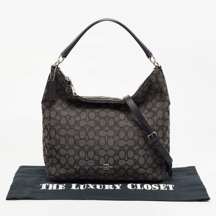 Pre Owned Coach Black Signature Canvas and Leather Celeste Hobo