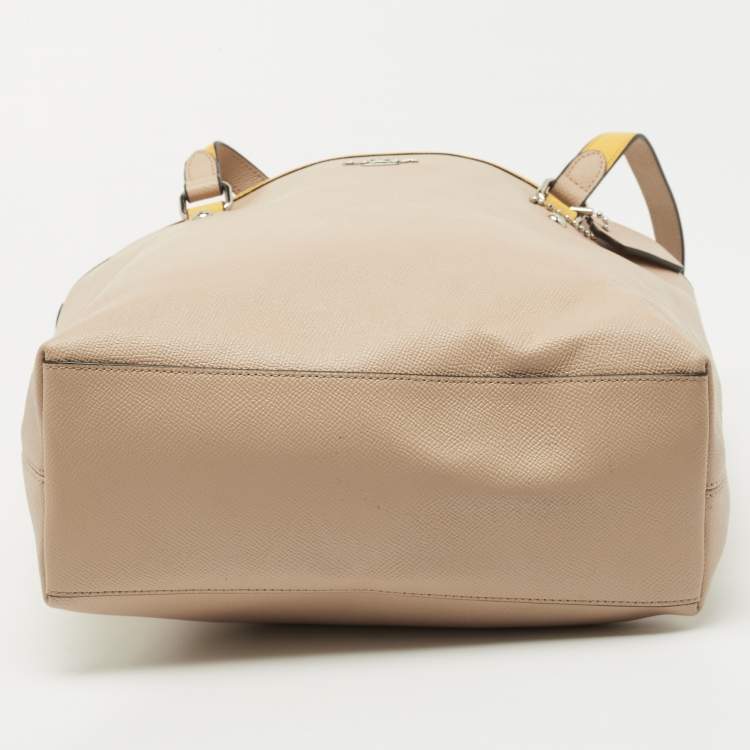 مملوكة مسبقًا Coach Beige/Mustard Leather Top Zip Tote