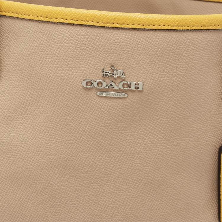 مملوكة مسبقًا Coach Beige/Mustard Leather Top Zip Tote