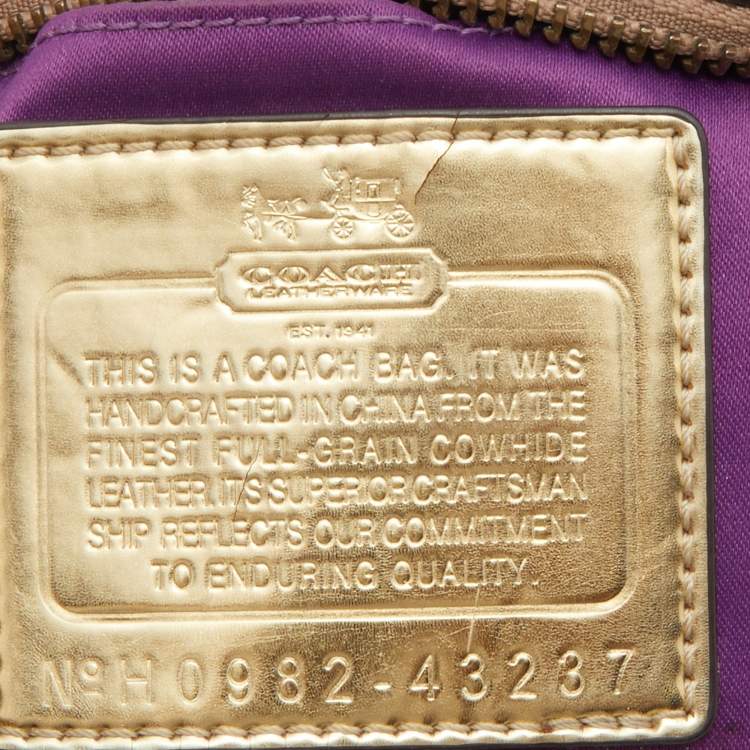 Pre Owned Coach Metallic Brown Leather Crossbody Bag