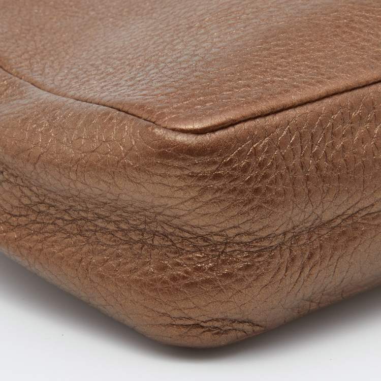 Pre Owned Coach Metallic Brown Leather Crossbody Bag