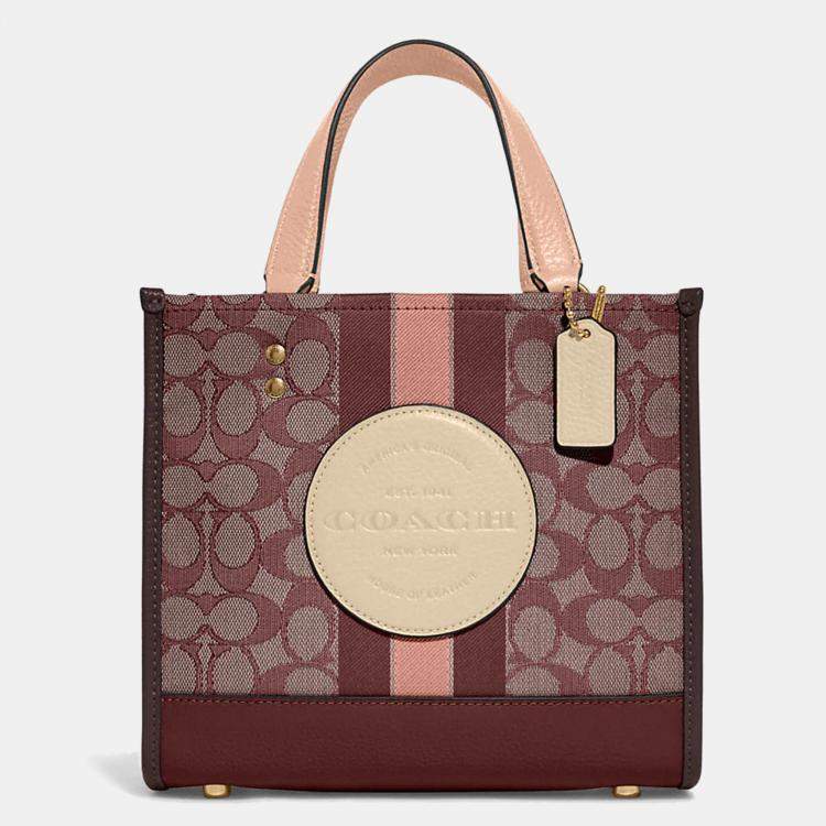 Coach Burgundy/Beige Signature Canvas and Leather Dempsey Carryall Tote ...