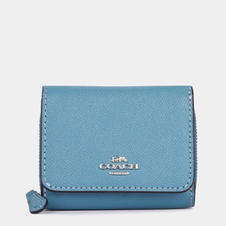 Coach Blue Leather Trifold Wallet Coach