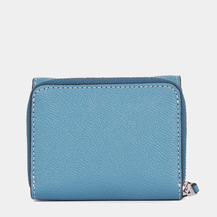 Coach Blue Leather Trifold Wallet Coach