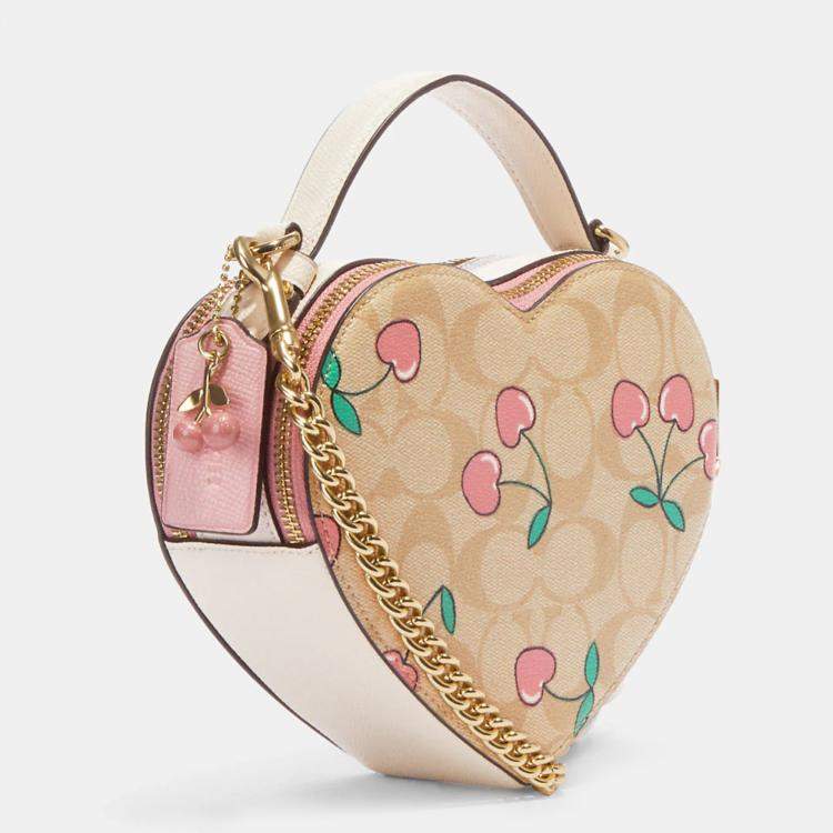 Coach Beige Cherry Print Signature Coated Canvas and Leather Heart  Crossbody Bag Coach | TLC