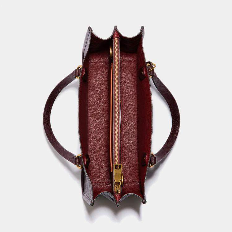 Pre Owned Coach Burgundy Signature Leather Tyler Carryall 28 Tote