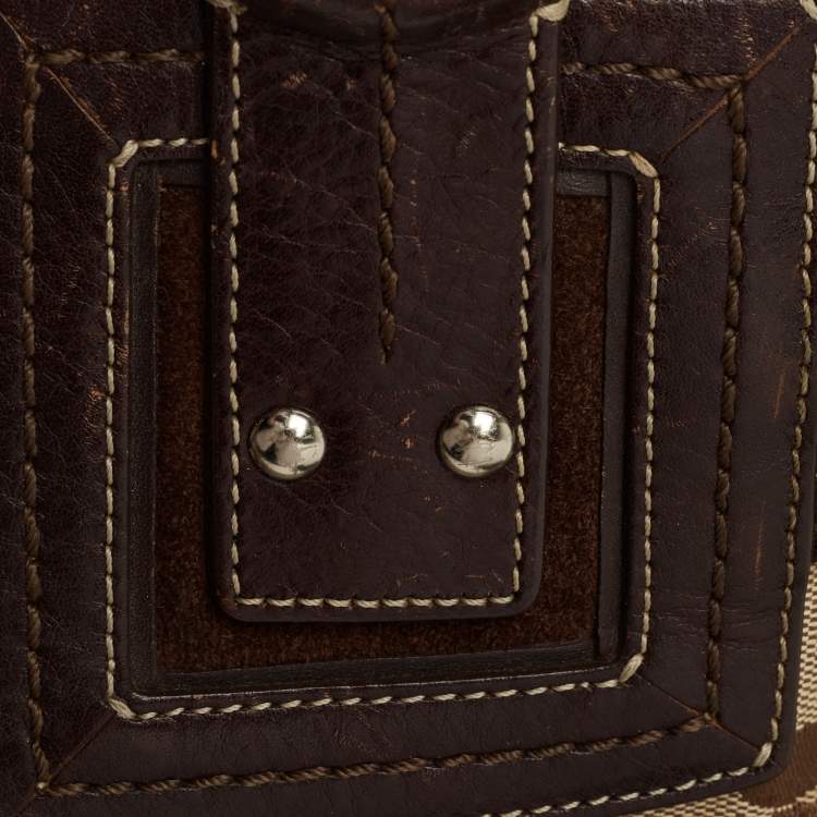 Pre Owned Coach Beige/Brown Signature Canvas and Leather Tote