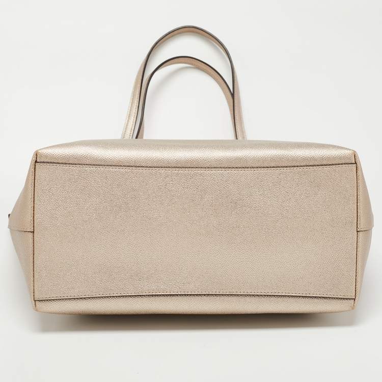 Pre Owned Coach Light Gold Leather City Tote