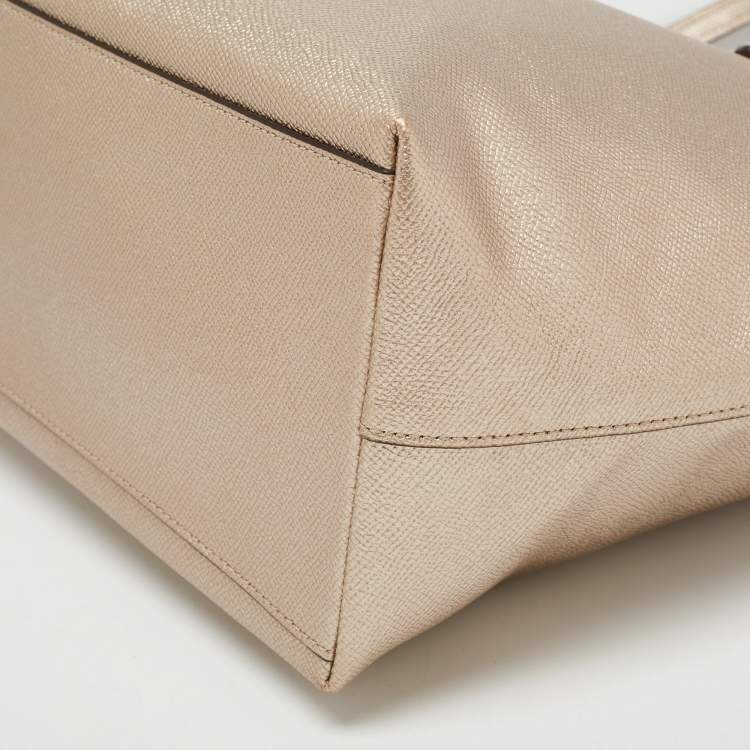 Pre Owned Coach Light Gold Leather City Tote