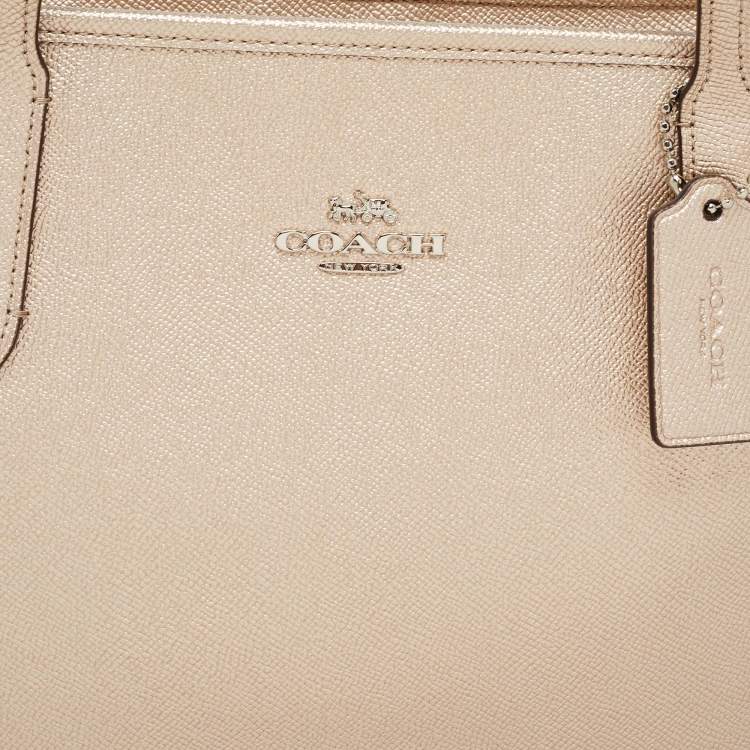 Pre Owned Coach Light Gold Leather City Tote