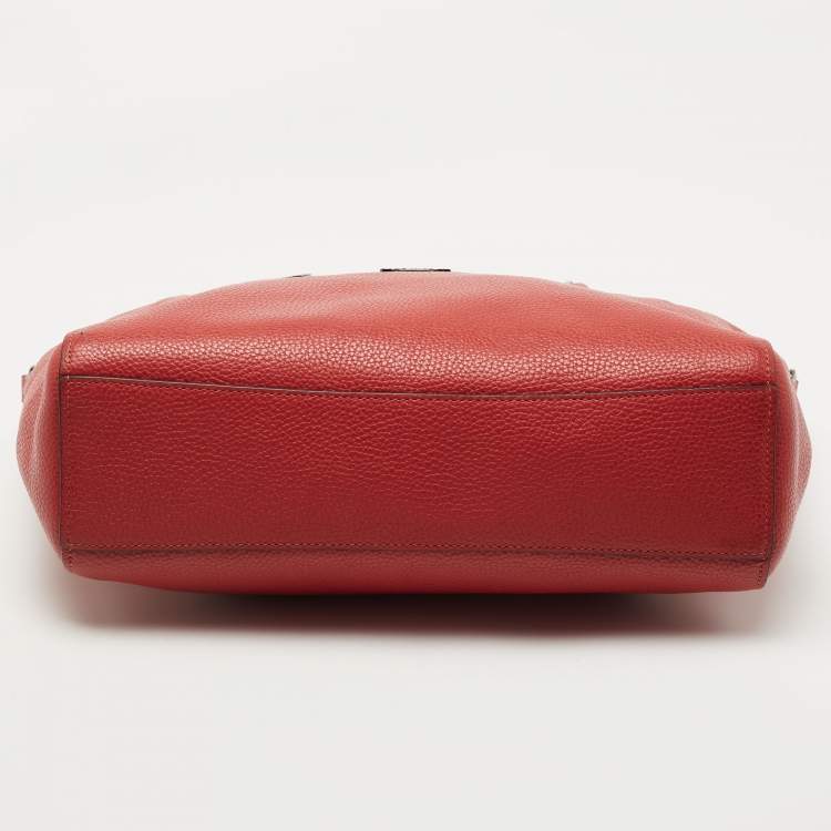 Pre Owned Coach Red Pebbled Leather Prairie Satchel