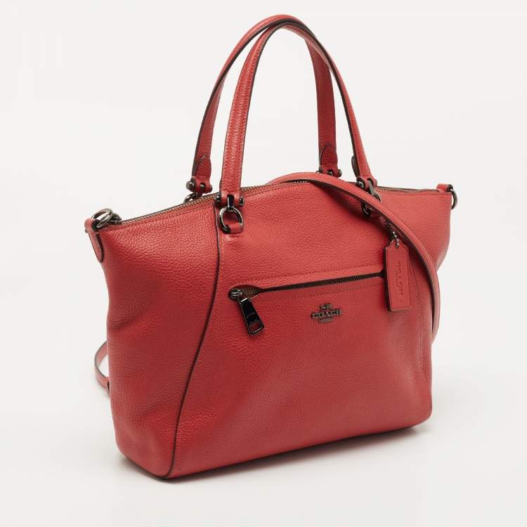 Pre Owned Coach Red Pebbled Leather Prairie Satchel