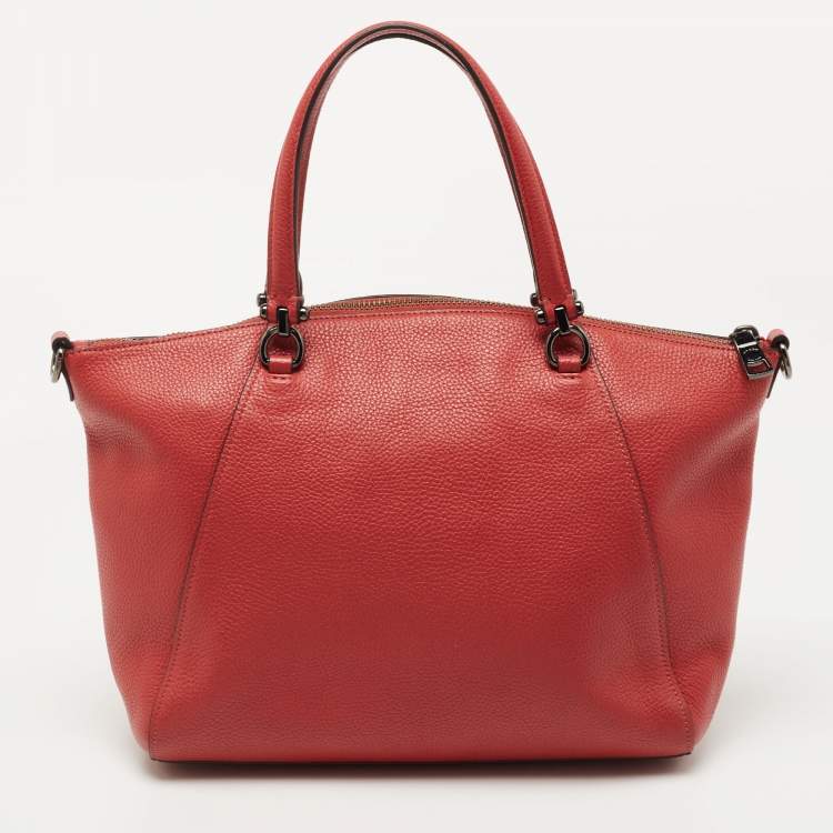 Pre Owned Coach Red Pebbled Leather Prairie Satchel