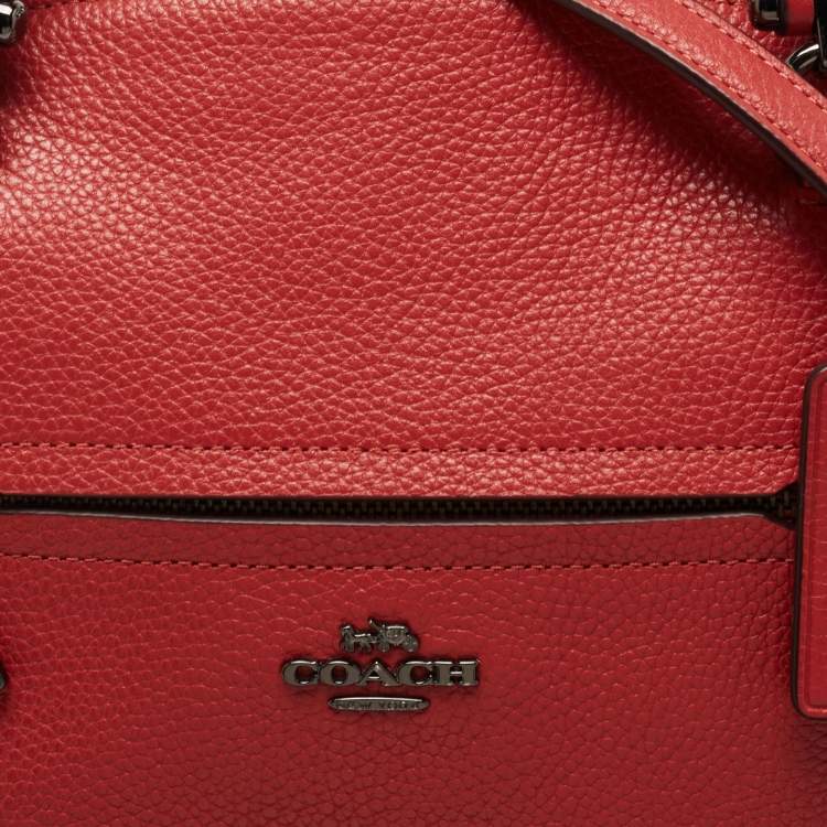 Pre Owned Coach Red Pebbled Leather Prairie Satchel