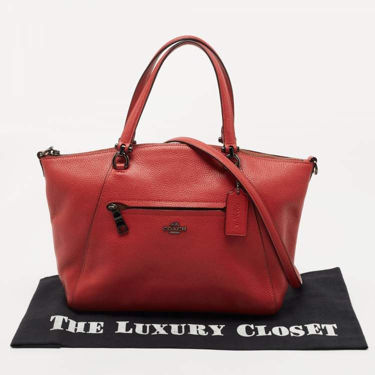 Pre Owned Coach Red Pebbled Leather Prairie Satchel