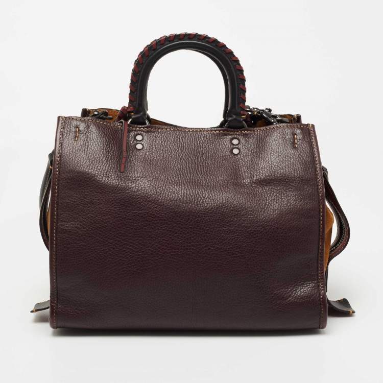 مملوكة مسبقًا Coach Burgundy/Tan Leather and Suede Rogue Tote