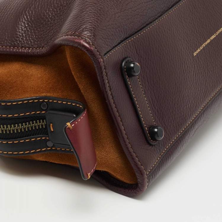مملوكة مسبقًا Coach Burgundy/Tan Leather and Suede Rogue Tote