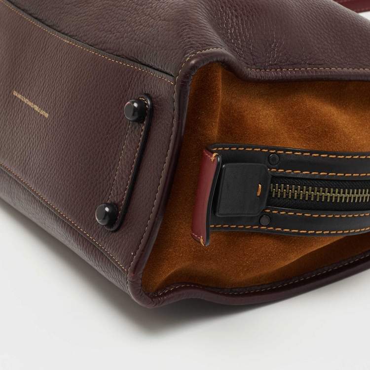 مملوكة مسبقًا Coach Burgundy/Tan Leather and Suede Rogue Tote