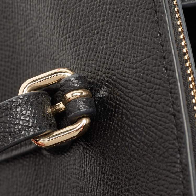 Pre Owned Coach Black Leather Turnlock Carryall Satchel 