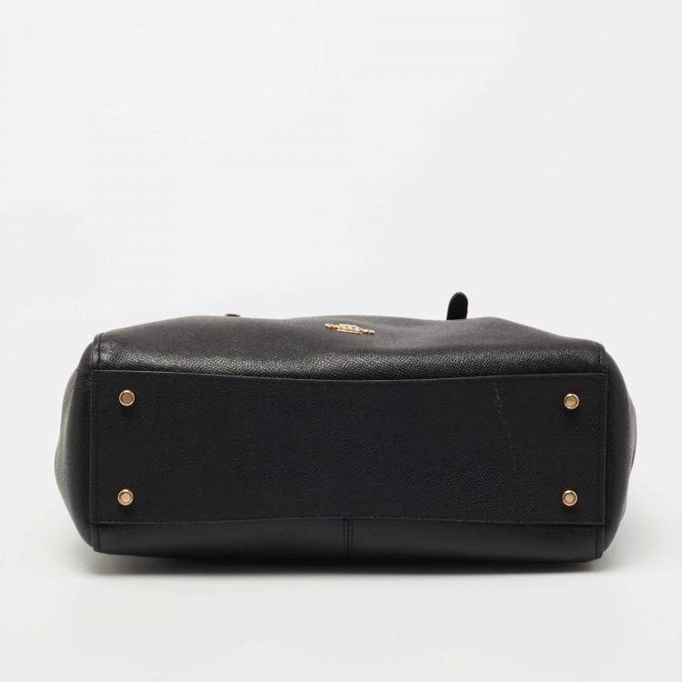 Pre Owned Coach Black Leather Turnlock Carryall Satchel 
