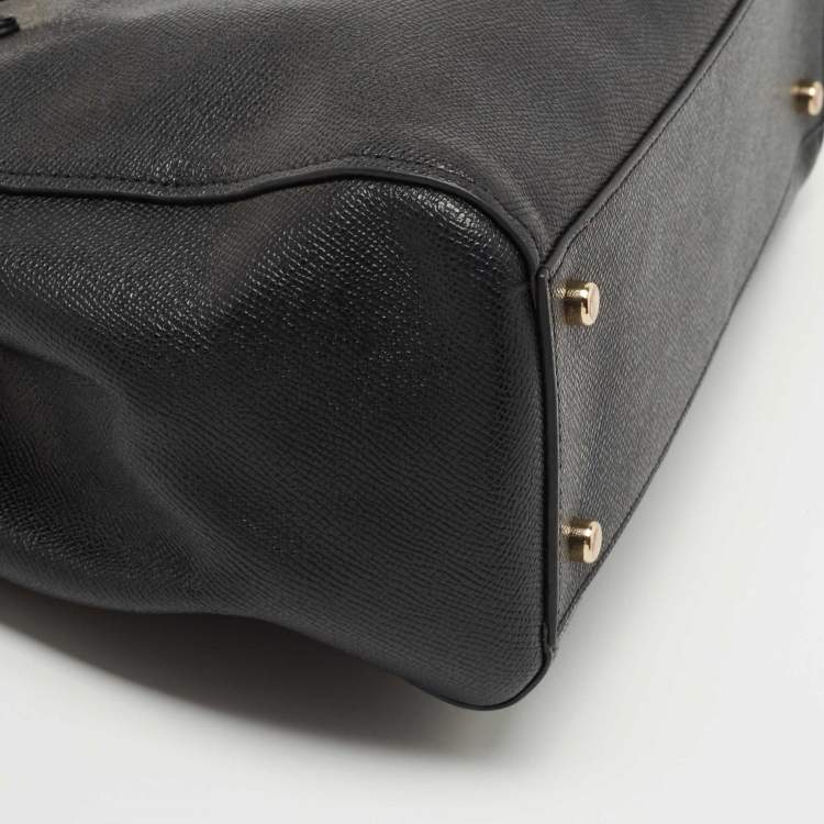 Pre Owned Coach Black Leather Turnlock Carryall Satchel 
