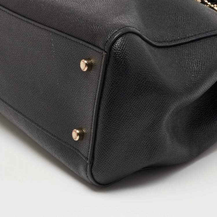 Pre Owned Coach Black Leather Turnlock Carryall Satchel 