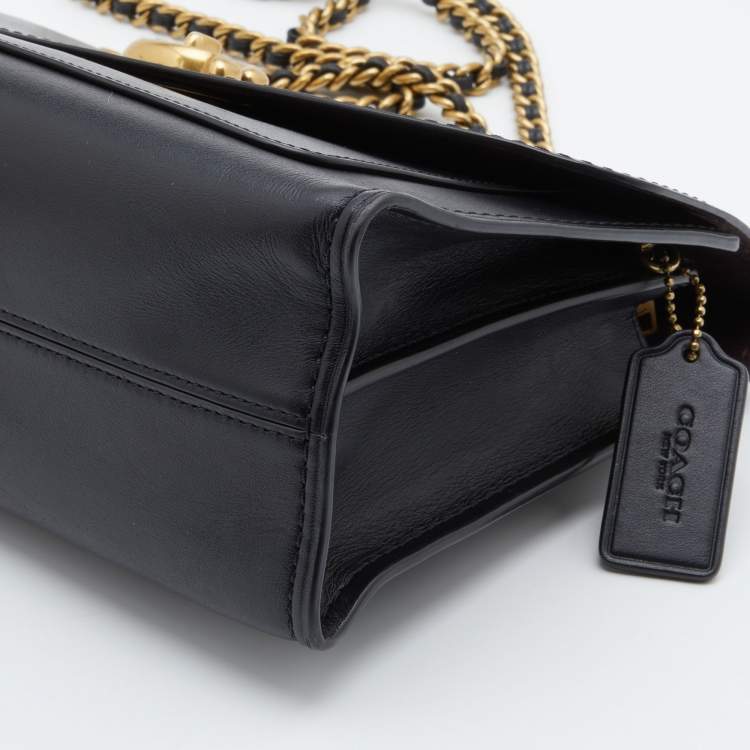 Pre Owned Coach Black Leather Small Parker Chain Flap Shoulder Bag