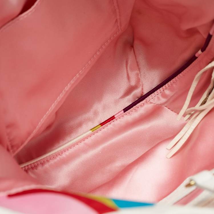 Pre Owned Coach Multicolor Printed Satin and Leather Hobo 