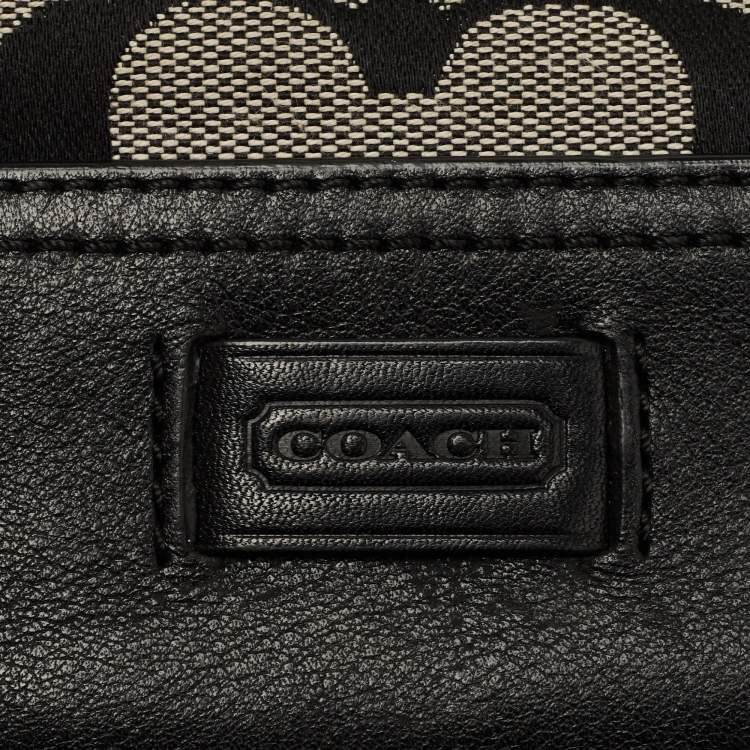 Pre Owned Coach Black/Grey Signature Canvas and Leather Shoulder Bag