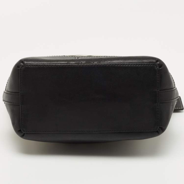 Pre Owned Coach Black/Grey Signature Canvas and Leather Shoulder Bag
