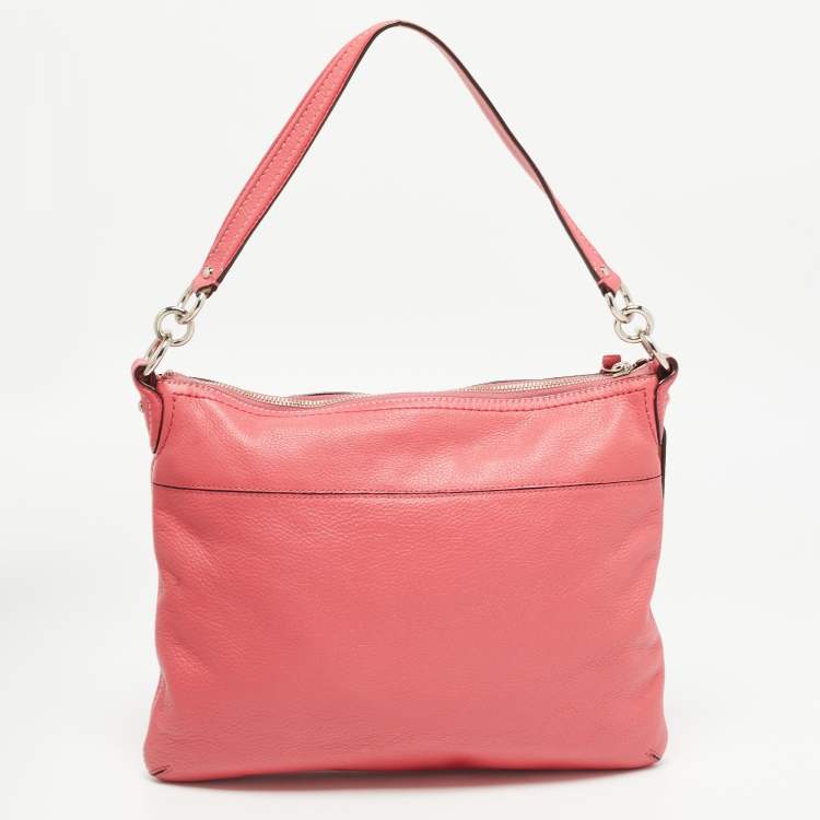 Pre Owned Coach Pink Leather Poppy Perri Hippie Crossbody Bag 