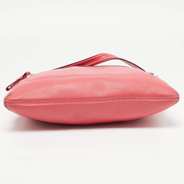 Pre Owned Coach Pink Leather Poppy Perri Hippie Crossbody Bag 