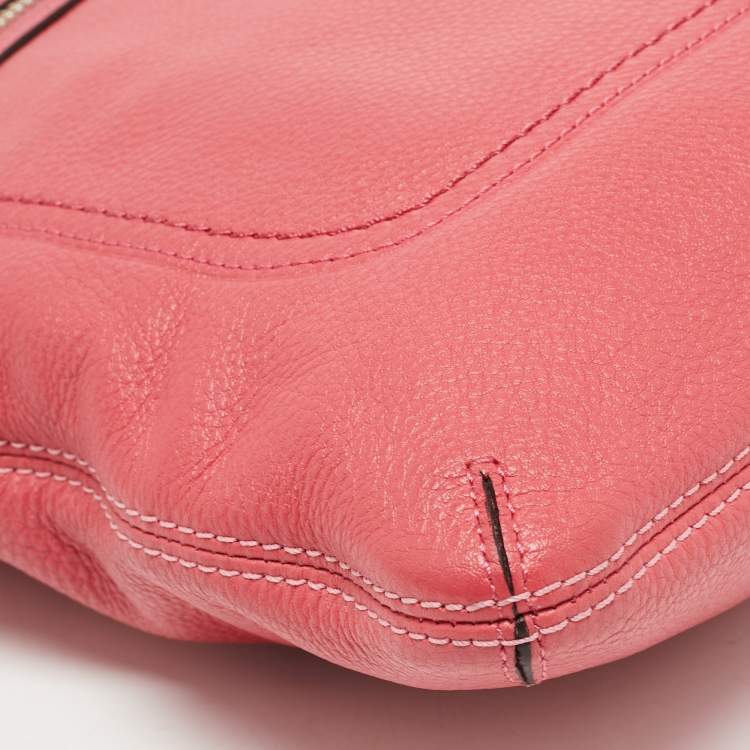 Pre Owned Coach Pink Leather Poppy Perri Hippie Crossbody Bag 