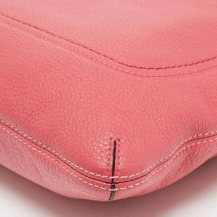 Pre Owned Coach Pink Leather Poppy Perri Hippie Crossbody Bag 