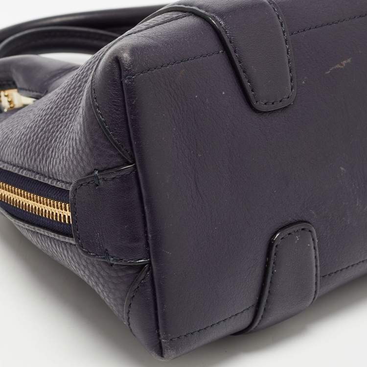 Pre Owned Coach Purple Pebbled Leather Mini Preston Satchel
