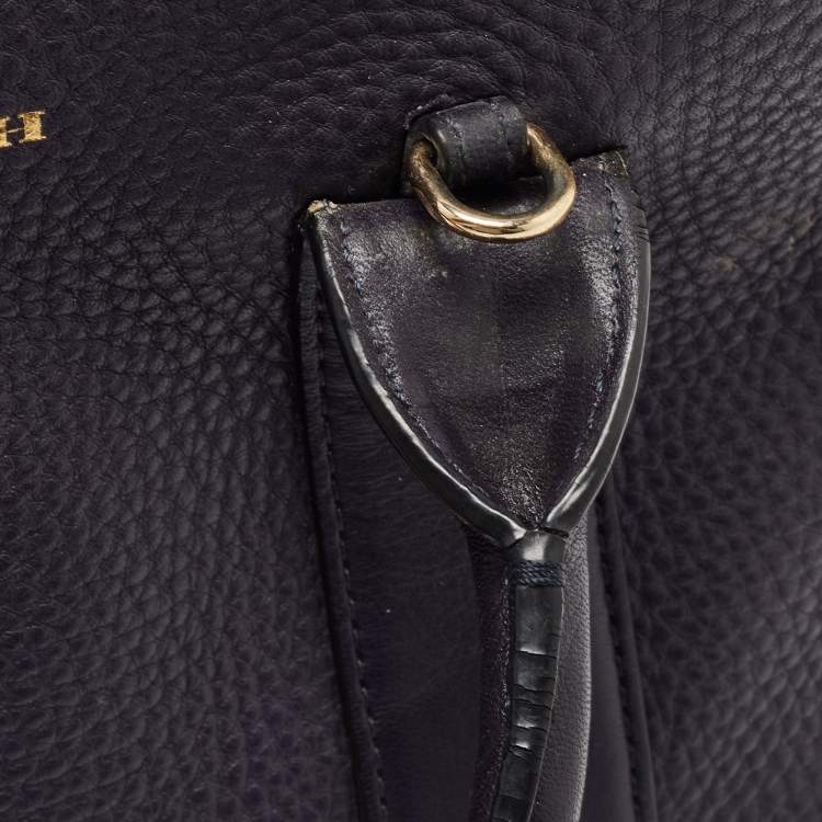 Pre Owned Coach Purple Pebbled Leather Mini Preston Satchel