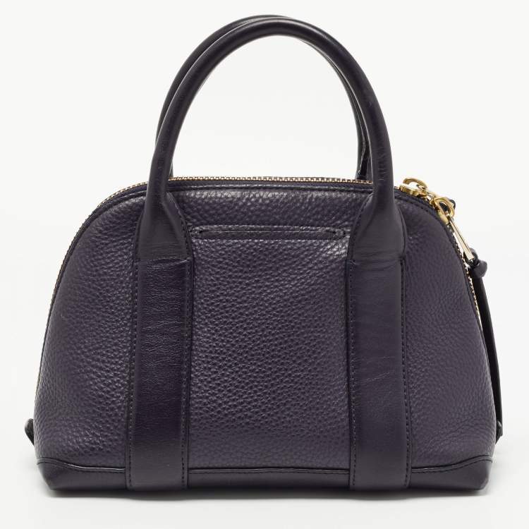 Pre Owned Coach Purple Pebbled Leather Mini Preston Satchel