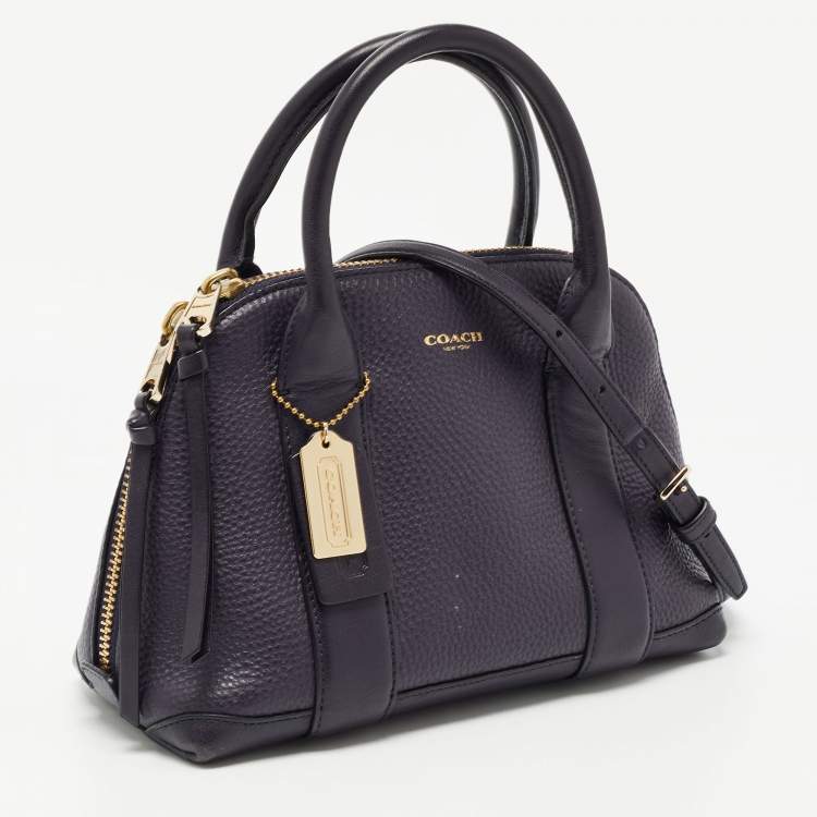 Pre Owned Coach Purple Pebbled Leather Mini Preston Satchel