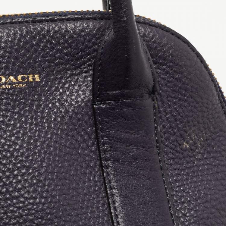 Pre Owned Coach Purple Pebbled Leather Mini Preston Satchel