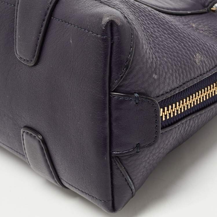 Pre Owned Coach Purple Pebbled Leather Mini Preston Satchel