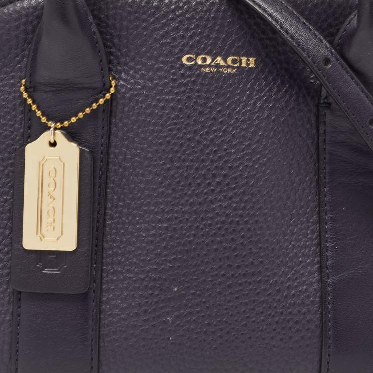 Pre Owned Coach Purple Pebbled Leather Mini Preston Satchel