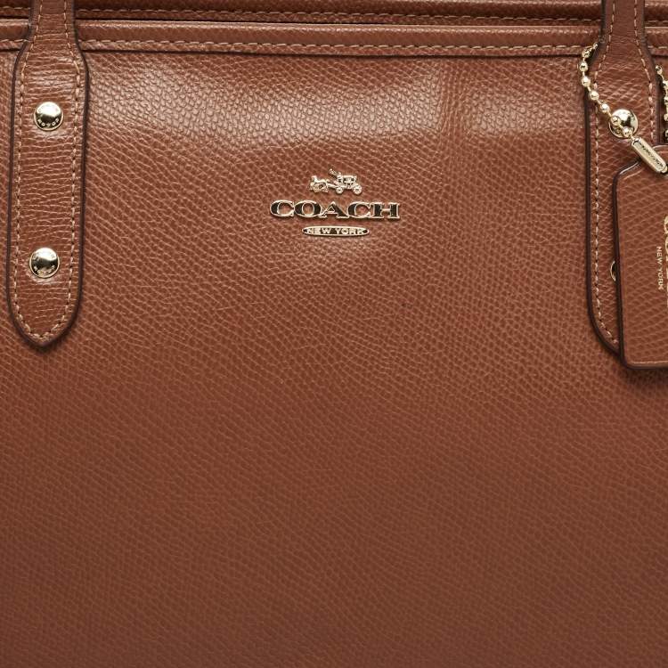Pre Owned Coach Brown Leather City Top Zip Tote
